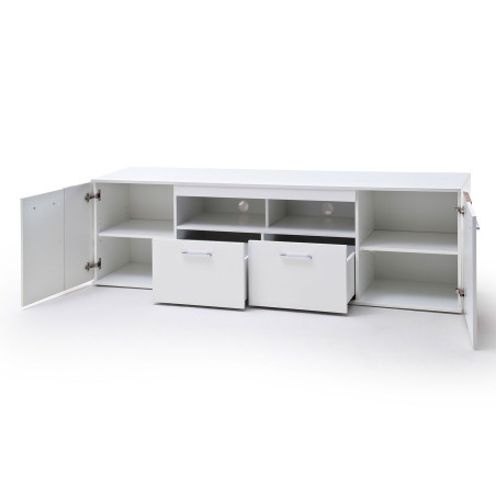 Meuble TV design bois et blanc 200 cm