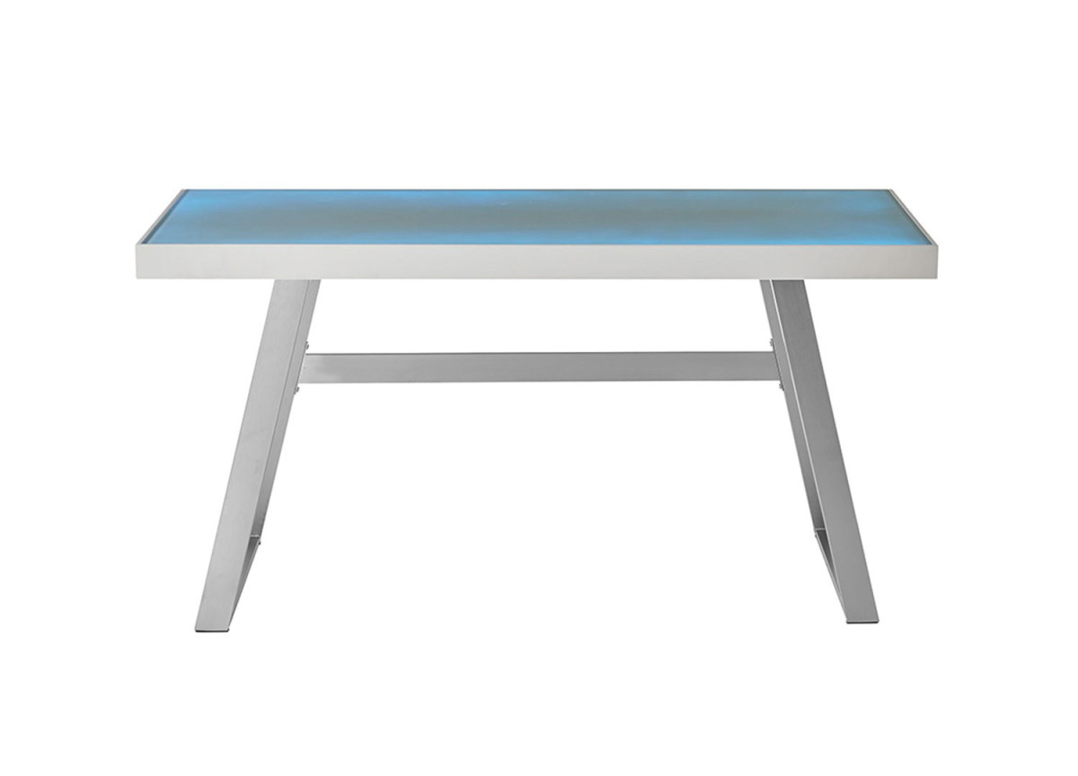 Table de travail blanche / Inox avec éclairage Led et connexion USB