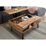 Table basse avec plateau relevable et rangement