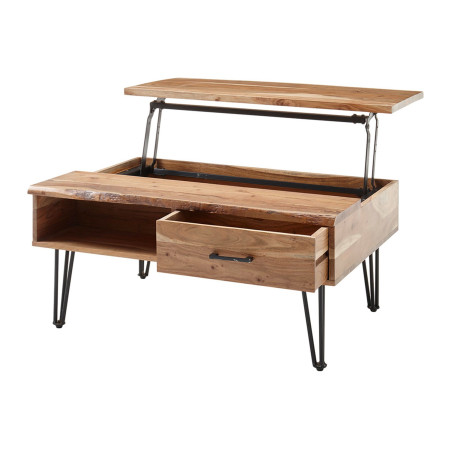 Table basse avec plateau relevable et rangement