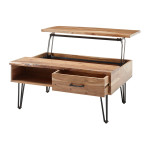 Table basse avec plateau relevable et rangement