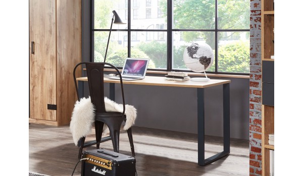 Table de bureau moderne 140 cm - Piétement en métal noir pour bureau