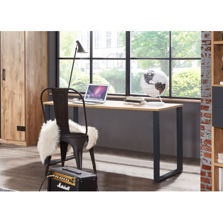 Table de bureau moderne 140 cm - Piétement  en métal noir