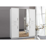 Armoire 6 portes - Double miroir / Lingère / Dressing / Tiroirs