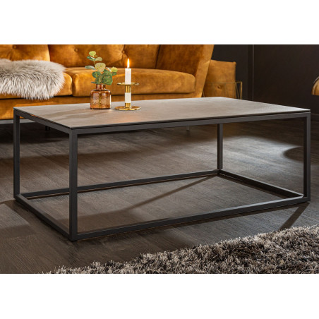 Table basse rectangulaire en céramique gris béton