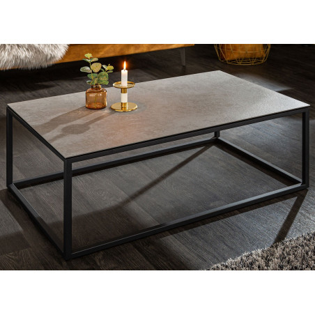 Table basse rectangulaire en céramique gris béton