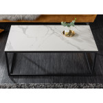 Table basse en céramique marbre blanc et gris