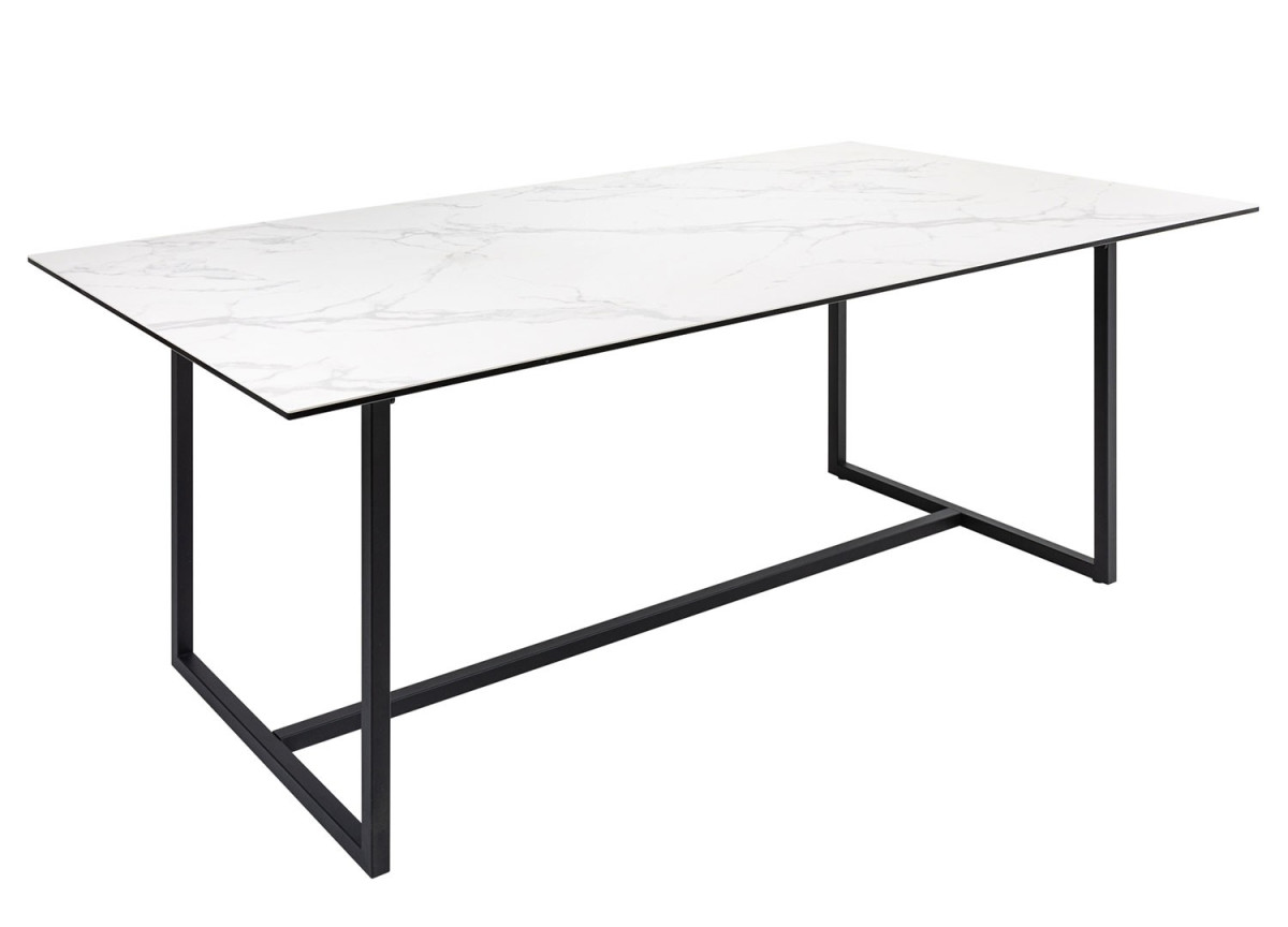 Table à manger design / Céramique et piétement métal noir