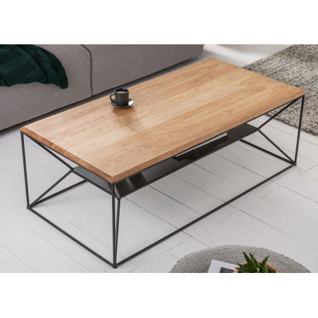 Table basse design bois et métal rectangulaire 110 cm