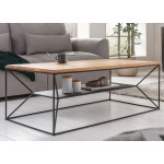 Table basse design bois et métal rectangulaire 110 cm