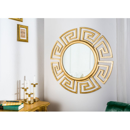 Miroir mural rond déco antique doré 85 cm