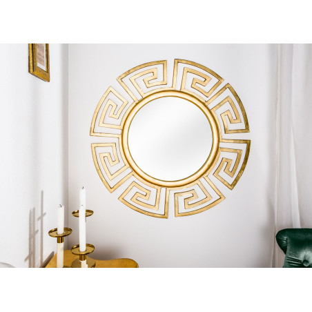 Miroir mural rond déco antique doré 85 cm