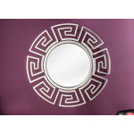 Miroir mural rond déco antique argenté 85 cm