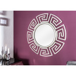 Miroir mural rond déco antique argenté 85 cm