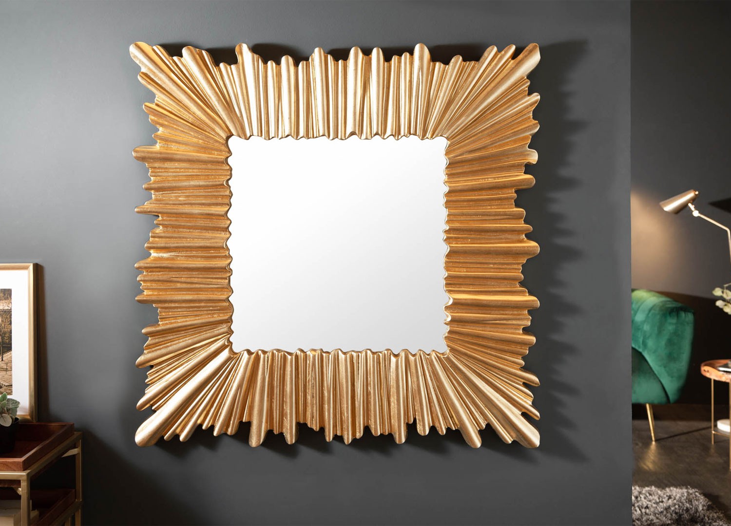 Miroir naturel carré cadre bois - Ava 70x70