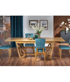 Grande table à manger ronde industrielle bois gris Peter - GdeGdesign