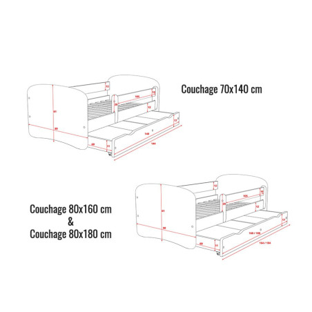 Lit décor Pompier - Couchage et coloris au choix