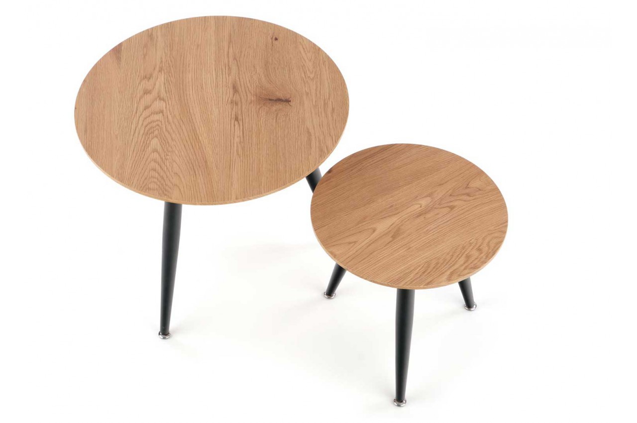 Table d'appoint plateau en bois naturel - Pieds noir pour salon