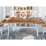 Table campagnarde shabby chic bois de Manguier et Blanche