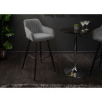 Chaise de bar haute en velours gris argent