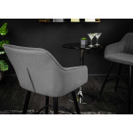 Chaise de bar haute en velours gris argent