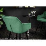 Chaise de bar haute en velours vert émeraude