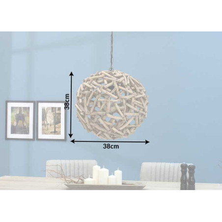 Suspension luminaire boule en bois flotté