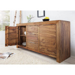 Meuble buffet 135 cm, bois massif Sesham