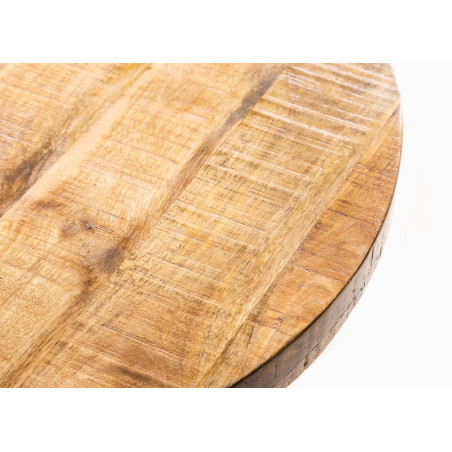 Petite table ronde en bois massif de manguier et pied métal