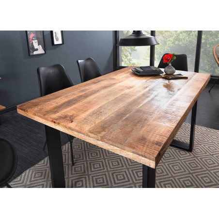 Table en bois de manguier - Pied en U noir