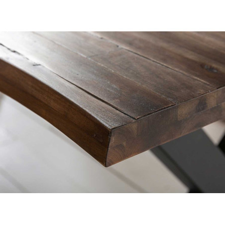 Table bois d'acacia  brun - Pieds métal noir