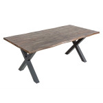 Table bois d'acacia  brun - Pieds métal noir