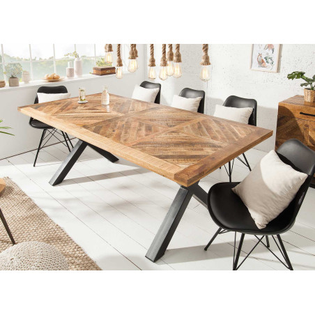 Table en bois de manguier - Pied en X noir