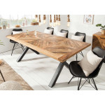 Table en bois de manguier - Pied en X noir