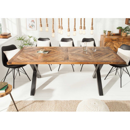 Table en bois de manguier - Pied en X noir