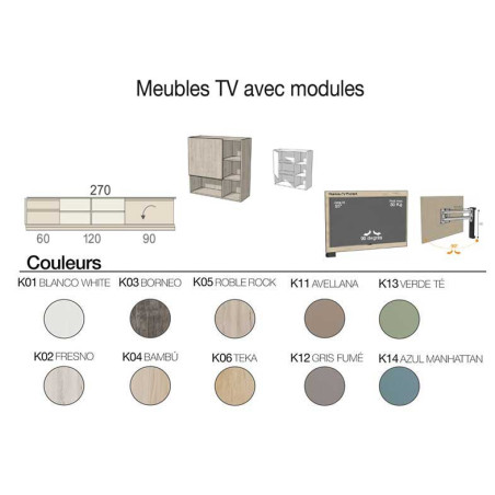 Meuble TV meuble mural et panneau TV orientable