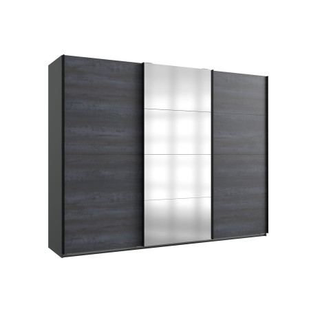 Armoire miroir 3 portes coulissantes grise acier