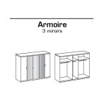 Armoire miroir dressing 5 portes