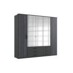 Armoire miroir dressing 5 portes 6 tiroirs