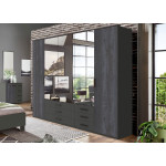 Armoire miroir dressing 5 portes 6 tiroirs