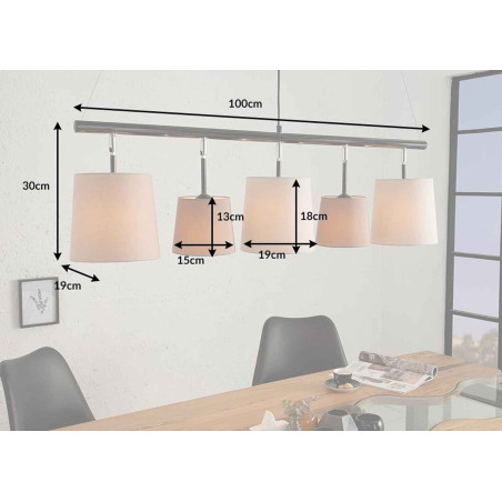 Suspension luminaire 5 abat-jours