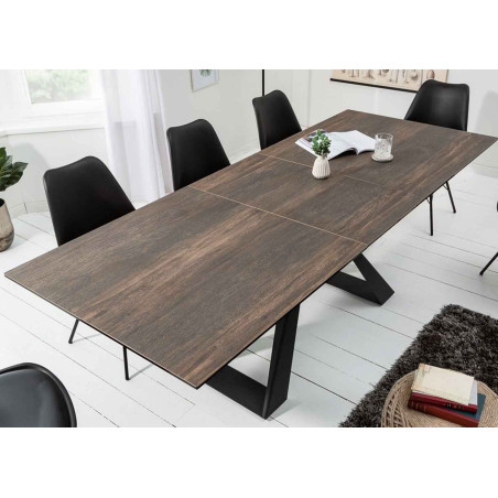 Table en céramique aspect chêne 180-230 cm