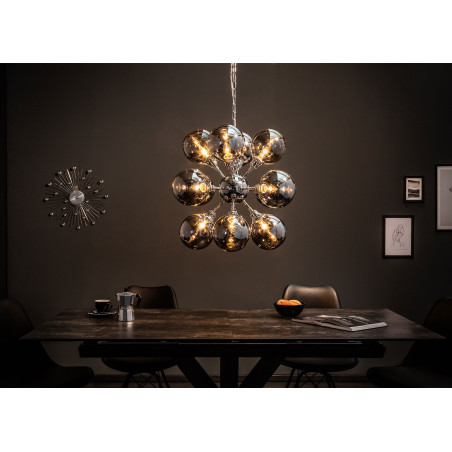 Luminaire contemporain 12 boules d'argents