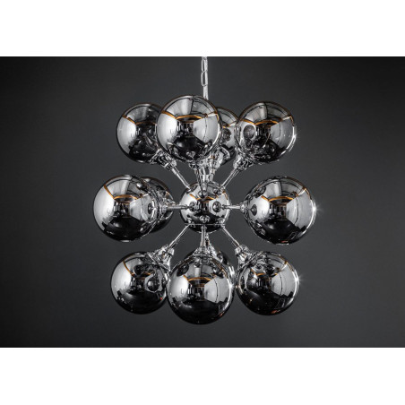 Luminaire contemporain 12 boules d'argents