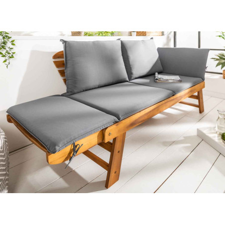 Banc de jardin en bois acacia avec coussin