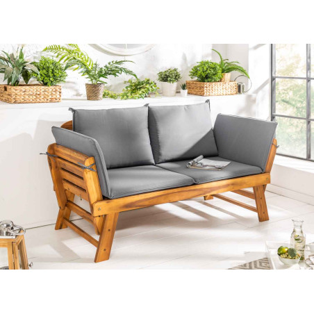 Banc de jardin en bois acacia avec coussin