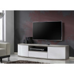 Meuble Bas TV Blanc Laqué et Bois 1m50