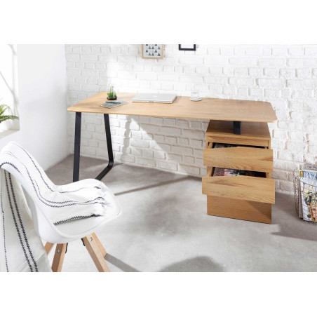 Bureau design 160 cm avec caisson 3 tiroirs