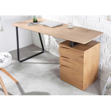 Bureau design 160 cm avec caisson 3 tiroirs