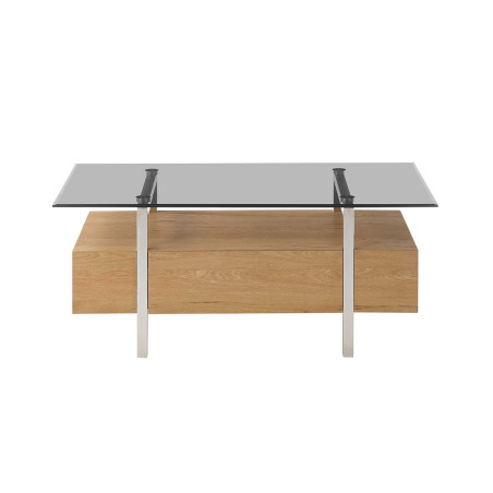 Table basse rectangulaire 110X60 Bois et verre gris